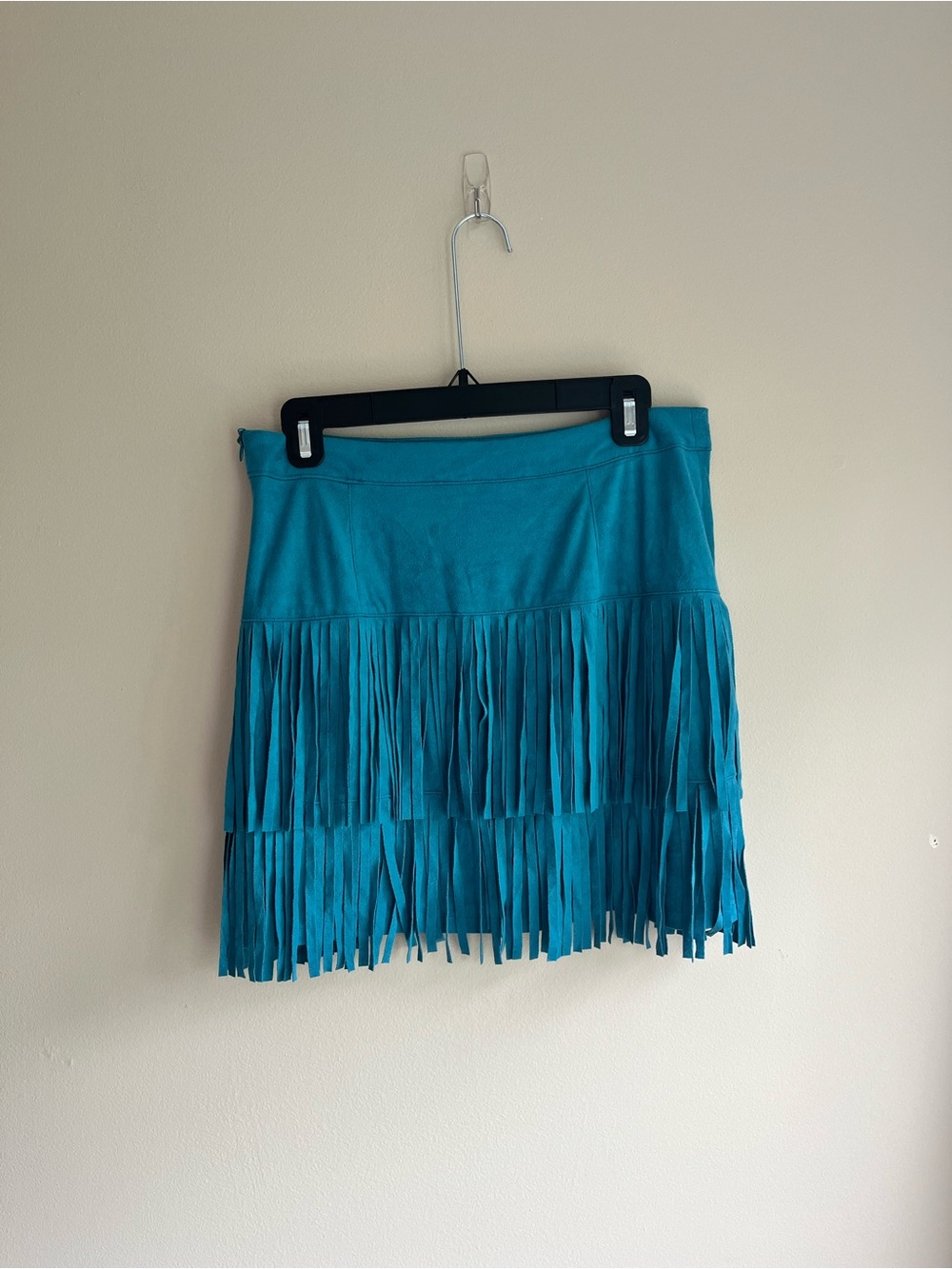 Western Style Sincerely Jules Teal Fringe Mini Skirt - size large - Picture 2 of 8
